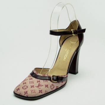Louis Vuitton Pink Denim Monogram Square Toe Sandals Size 39.5