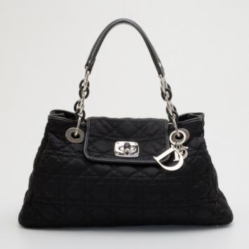 Christian Dior Quilted Satin Cannage Charming Lock Satchel  