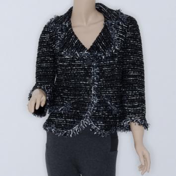 St. John Black Stretch Tweed Knit Jacket US4