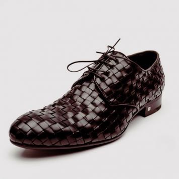 Pre Owned Louis Vuitton Brown Cary Derby In Braided Calf Lace Up Shoes Size 43
