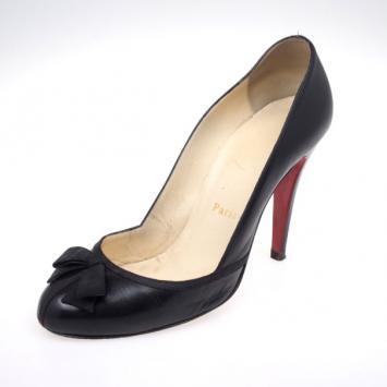 Christian Louboutin Black Leather 'Lavalliere' Bow Pumps Size 39
