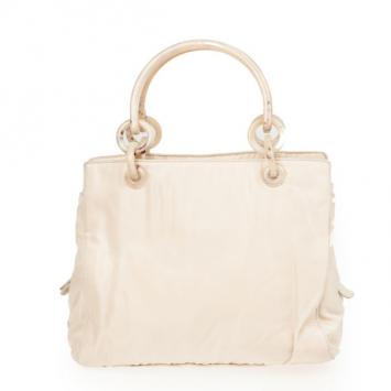 Prada White Cream Nylon Gabardine Logo Shoulder Bag 