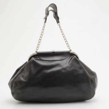 Balenciaga Black Leather Folding Framed Purse