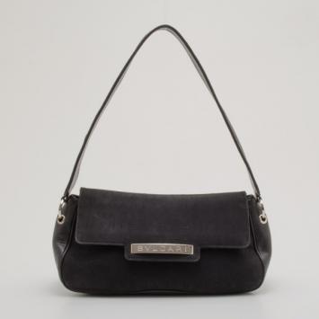 Bvlgari Black Canvas & Leather Monogram Shoulder Bag