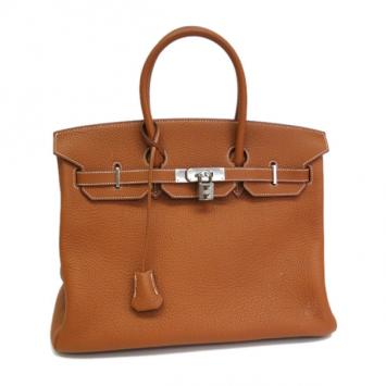 Pre Owned Hermes Brown Taurillon Clemence Birkin 35 Bag