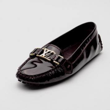 Louis Vuitton Burgundy Patent Leather Oxford Loafers Size 38
