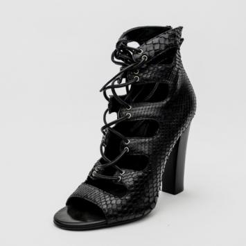 Giuseppe Zanotti For Pierre Balmain Black Python Cut-out Sandals Size 36