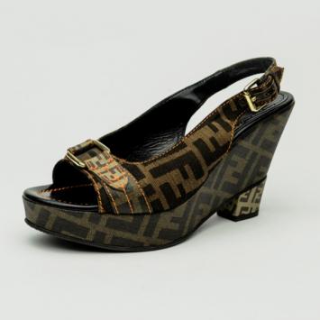 Fendi Zucca Canvas Slingback Sandals Size 38