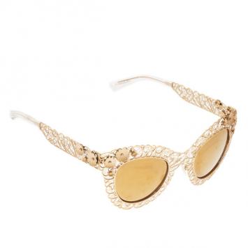 Dolce and Gabbana Gold Filigree Cat Eye Sunglasses