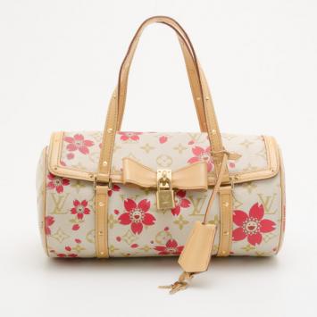 Louis Vuitton Limited Edition Cherry Blossom Papillon Satchel Handbag 