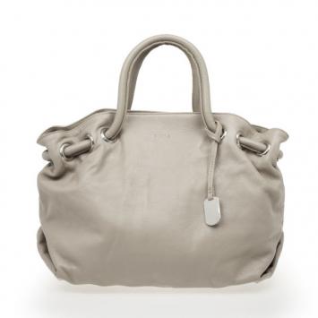 Pre Owned Furla Grey Leather 'Carmen XL' Shopper Tote