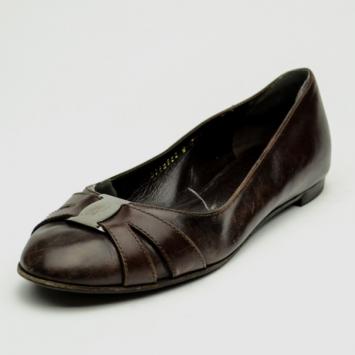 Salvatore Ferragamo Brown Leather Ballet Flats Size 38.5