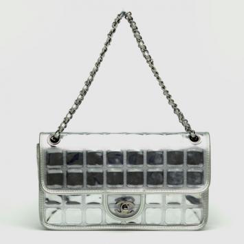 Chanel Silver Ice Cube Patent Quilted Leather Limited Edition Bag 
