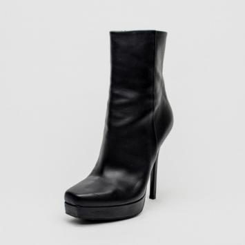 Gucci Black Leather Mid Calf Platform Boots Size 39