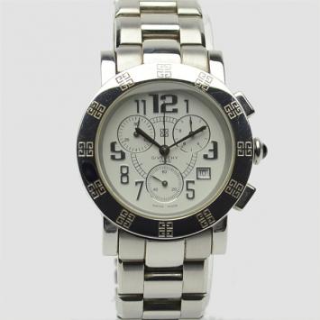 Pre Owned Givenchy White Stainless Steel Chronograph Saqqhara Mens Wristwatch 40 MM