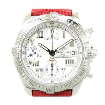 Pre Owned Breitling Chrono Cockpit SS Leather Shell Mens Wristwatch