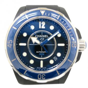 Pre Owned Chanel J12 Marine SS Ceramic Rubber Black & Blue Mens Wristwatch