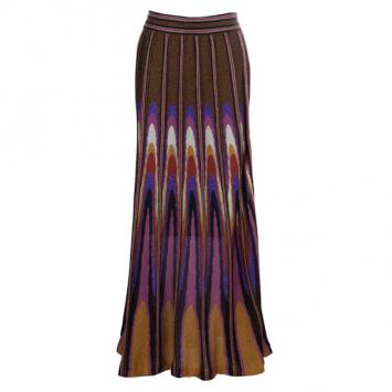 M Missoni Multicolor Metallic Crochet Knit Maxi Skirt M