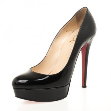 Christian Louboutin Black Patent 'Bianca' Platform Pumps Size 37.5