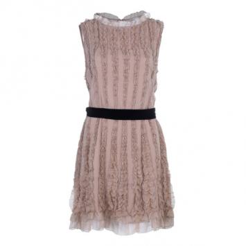 RED Valentino Beige Ruffle Tulle Dress L