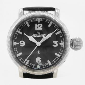 Pre Owned Chronoswiss Time Master SS Leather Black Mens Wristwatch