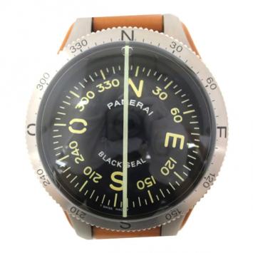 Pre Owned Panerai Brown Blackseal Compass Titan & Leather Mens Wristwatch