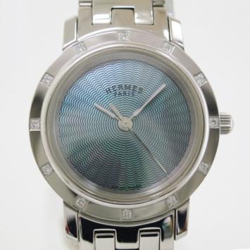 Hermes Clipper 12P Diamond SS Ladies Wristwatch 