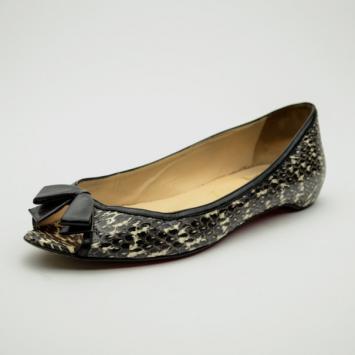 Christian Louboutin Python Embossed 'Milady' Open Toe Ballet Flats Size 37