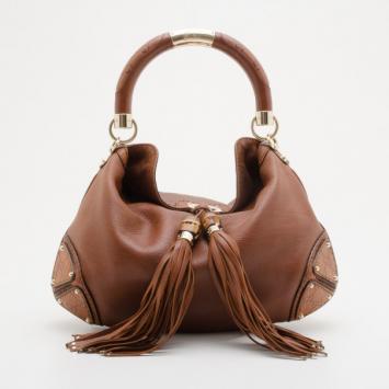 Gucci Brown Leather 'Indy' Large Tassel Hobo
