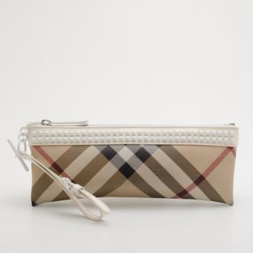 Burberry Long Nova Check Checked Studded Trim Clutch