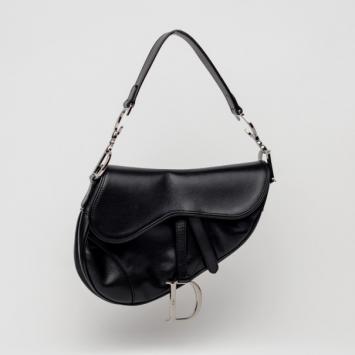 Christian Dior Black Leather Saddle Bag