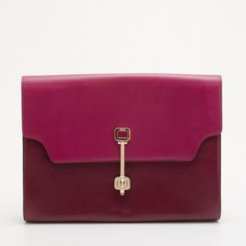 Tod's Raspberry Two-Tone Envelope Oversized Clutch