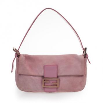 Fendi Pink Suede Baguette Shoulder bag