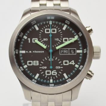 Pre Owned NB Yäeger Long Flight Black Mens Wristwatch