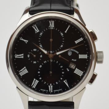 Pre Owned Erhard Junghans Black Tempus Chronoscope Mens Wristwatch
