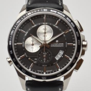 Pre Owned Erhard Junghans Black Chronograph Mens Wristwatch
