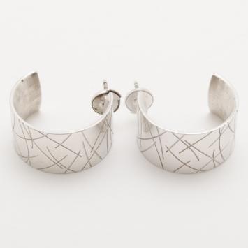 KENZO Silver Small Engraved Hoop Earrings