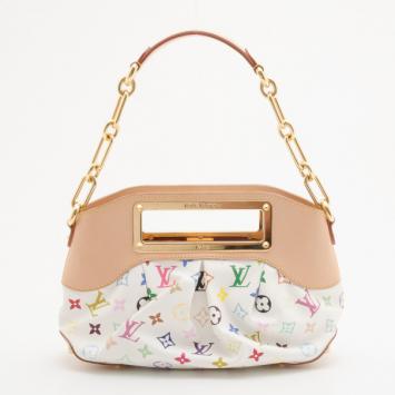 Louis Vuitton White Monogram Multicolor Coated Canvas 'Judy PM' Vintage Shoulder Bag