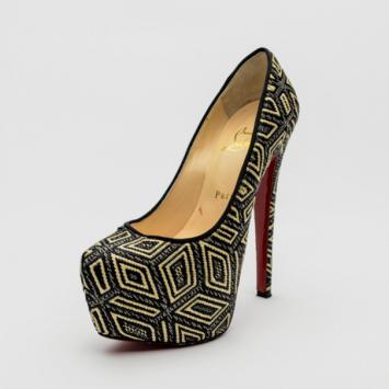 Christian Louboutin Geometric Design Raffia Daffodile Pumps Size 37