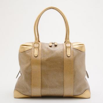 Fendi Bronze Metallic Leather 'B.Mix' Large Bowler Bag