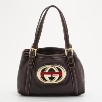 Gucci Brown Leather Britt Medium Tote bag