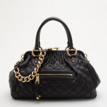 Marc Jacobs Black Quilted Leather Stam Satchel