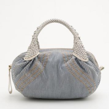 Pre Owned Fendi Striped Denim Spy Bag