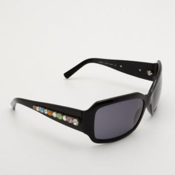 Salvatore Ferragamo Black Multicolor Swarovski Crystal Decorated Temple Sunglasses