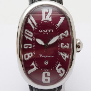 Grimoldi Milano Wine Red Borgonovo Black Strap SS Automatic Unisex Wristwatch 