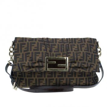 Fendi Brown Zucca New Forever Flap Shoulder Bag