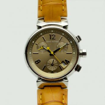 Louis Vuitton Yellow Tambour Chronograph Womens Wristwatch 
