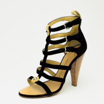 Giueseppe Zanotti Black Suede Strappy Gladiator Sandals Size 37.5