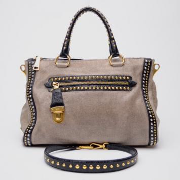 Prada Beige Leather Craquele Tote