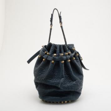 Alexander Wang Blue Diego Textured-Leather Bucket Bag